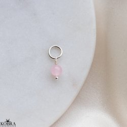 Charm i slv med lyserd agat