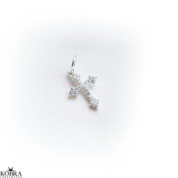 Charm - s�lv kors med sten
