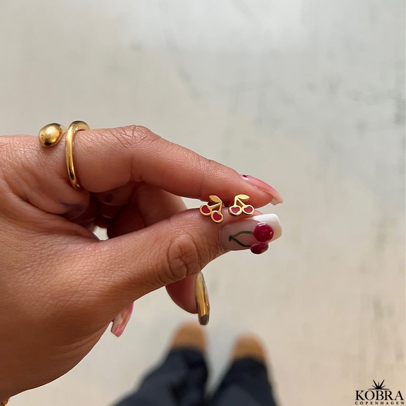 "Sweet Cherry" gold earrings with small cherries
