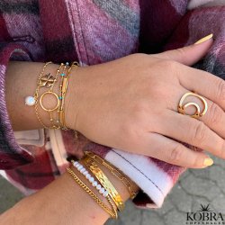 "Carol" 18 carat bracelet with gold ring and ball chain