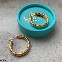"Manilla" store chunky guld hoops med slange mnster