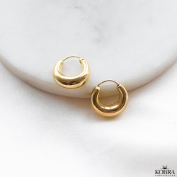 "Crescent" small 18k gold plated chunky hoops