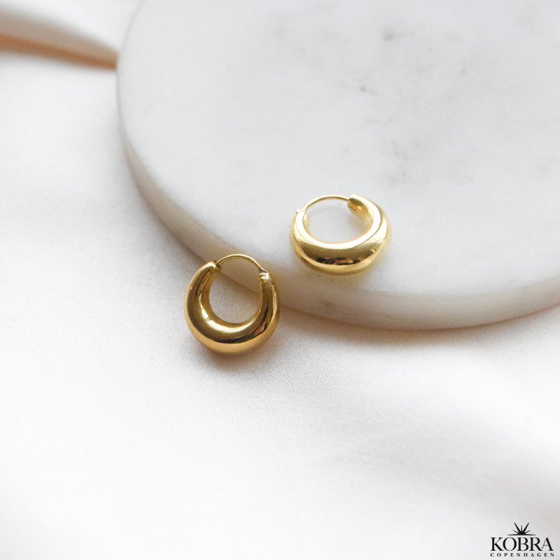 "Crescent" small 18k gold plated chunky hoops