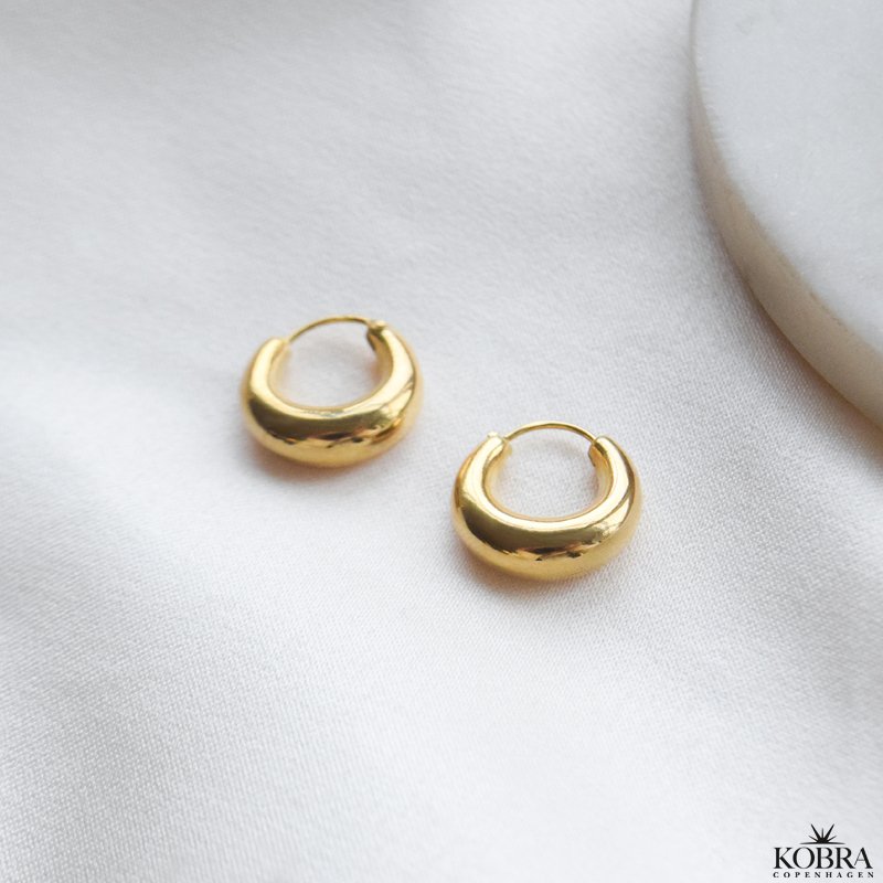 "Crescent" small 18k gold plated chunky hoops