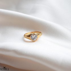 "Junie" 18 karat forgyldt chunky hjertering med sten