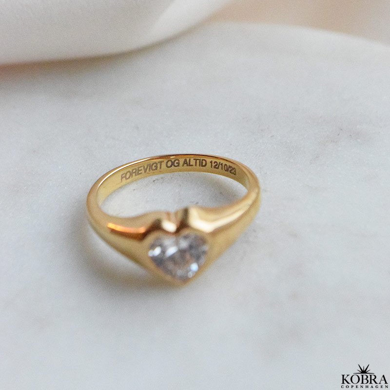 "Junie" 18 karat forgyldt chunky hjertering med sten