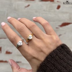 "Junie" 18 karat forgyldt chunky hjertering med sten