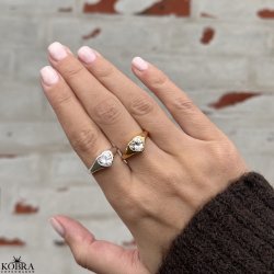 "Junie" 18 karat forgyldt chunky hjertering med sten