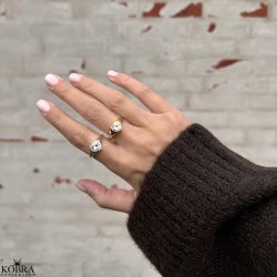 "Junie" 18 karat forgyldt chunky hjertering med sten