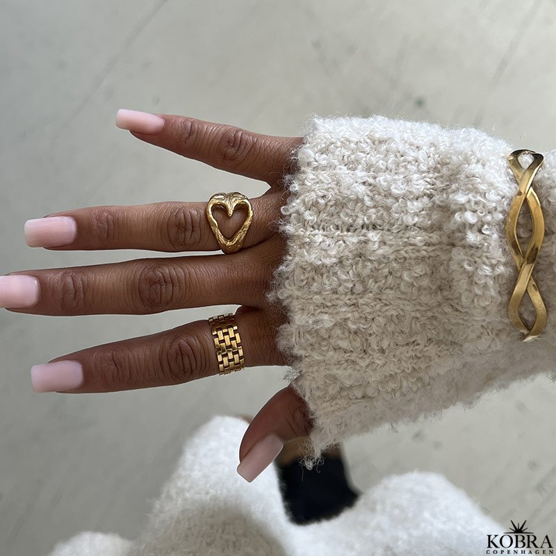 "Sia" 18 karat forgyldt chunky hjerte ring