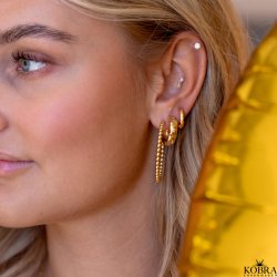 "Mellow" store forgyldte hoops med små guld kugler