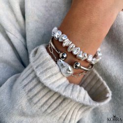 "Sarasota" slv armbnd med stor ferskvandsperle