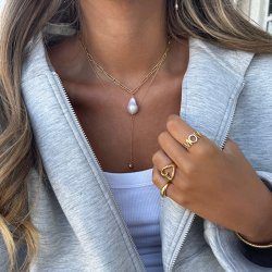 "Liva drop" necklace with heart in 18k gold-plated sterling silver