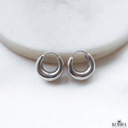 "Crescent" small chunky hoops in silver