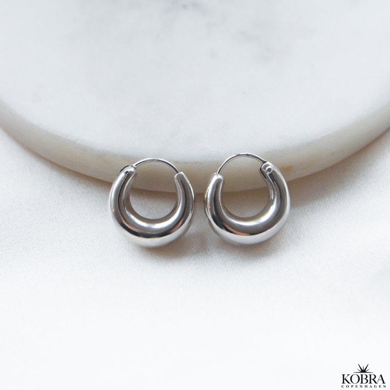 "Crescent" small chunky hoops in silver