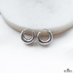 "Crescent" small chunky hoops in silver