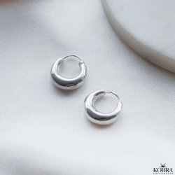 "Crescent" small chunky hoops in silver