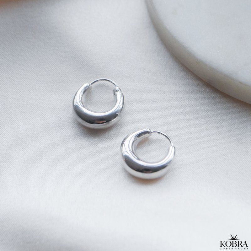 "Crescent" small chunky hoops in silver