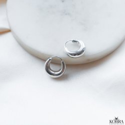 "Crescent" small chunky hoops in silver