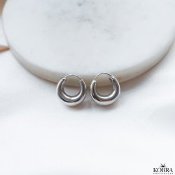 "Crescent" small chunky hoops in silver