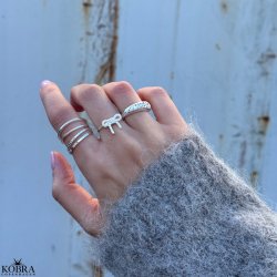 "Nova Moon" chunky slv ring med sten