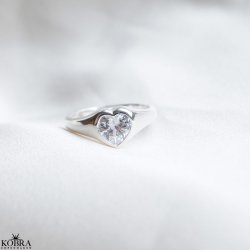 "Junie" chunky hjertering i slv med sten