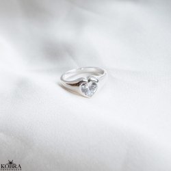 "Junie" chunky hjertering i slv med sten