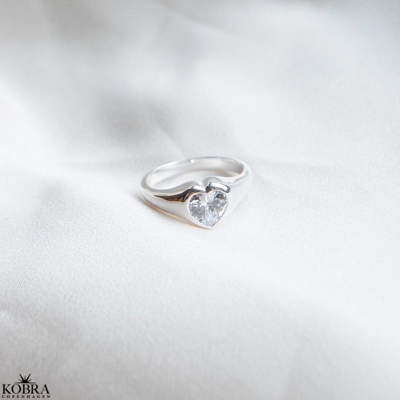 "Junie" chunky hjertering i slv med sten