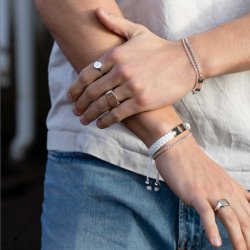 "Mercury" vandfast stl armbnd med din indgravering (hvid)