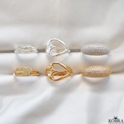 "Domino" pav dome ring i sterling slv med zirkonia