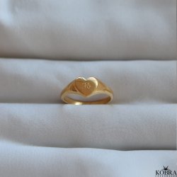 "Liva" 18k forgyldt hjertering med personlig gravering