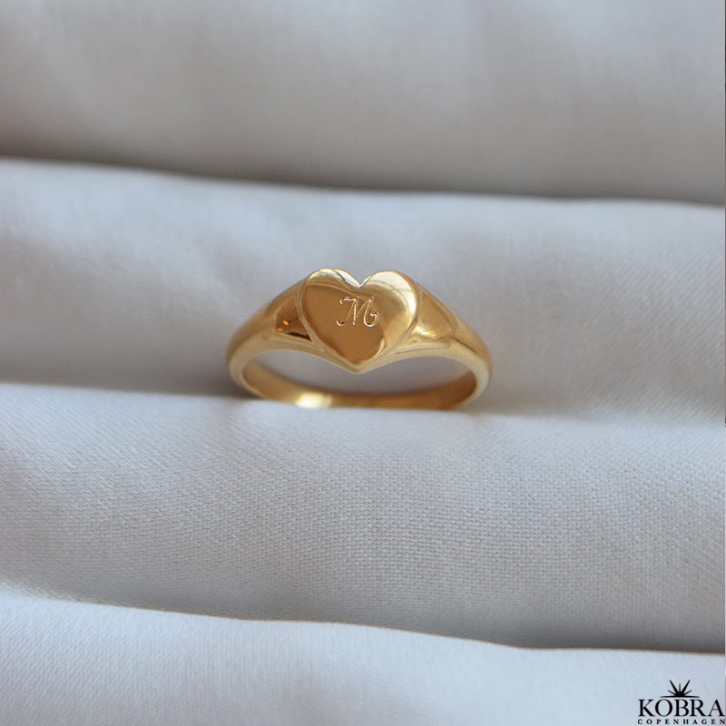 "Liva" 18k forgyldt hjertering med personlig gravering