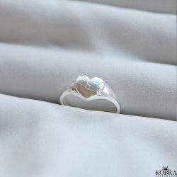 "Liva" chunky hjertering i slv med personlig gravering  initial ring