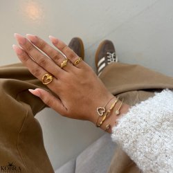 "Mikami" hjerte armbnd  18k Forgyldt sterling Slv med hvide Zirkonia