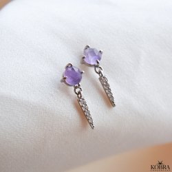 "Cilja" silver earrings with purple stone