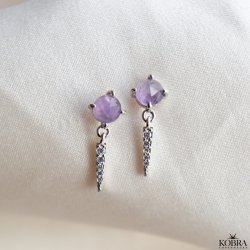 "Cilja" silver earrings with purple stone