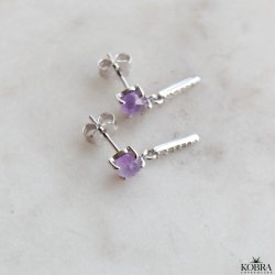"Cilja" silver earrings with purple stone