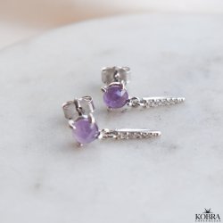 "Cilja" silver earrings with purple stone