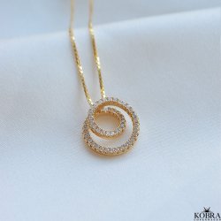 "Isobel" 18 karat forgyldt halskde med cirkelvedhng