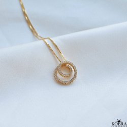 "Isobel" 18 karat forgyldt halskde med cirkelvedhng