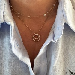 "Isobel" 18 karat forgyldt halskde med cirkelvedhng