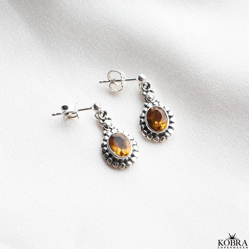 "Crystal" silver earrings with yellow citrine