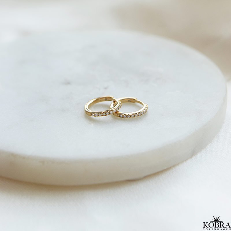  "Vera" Classic zirkonia hoops - Mini, Small eller Medium 18k guldbelagt