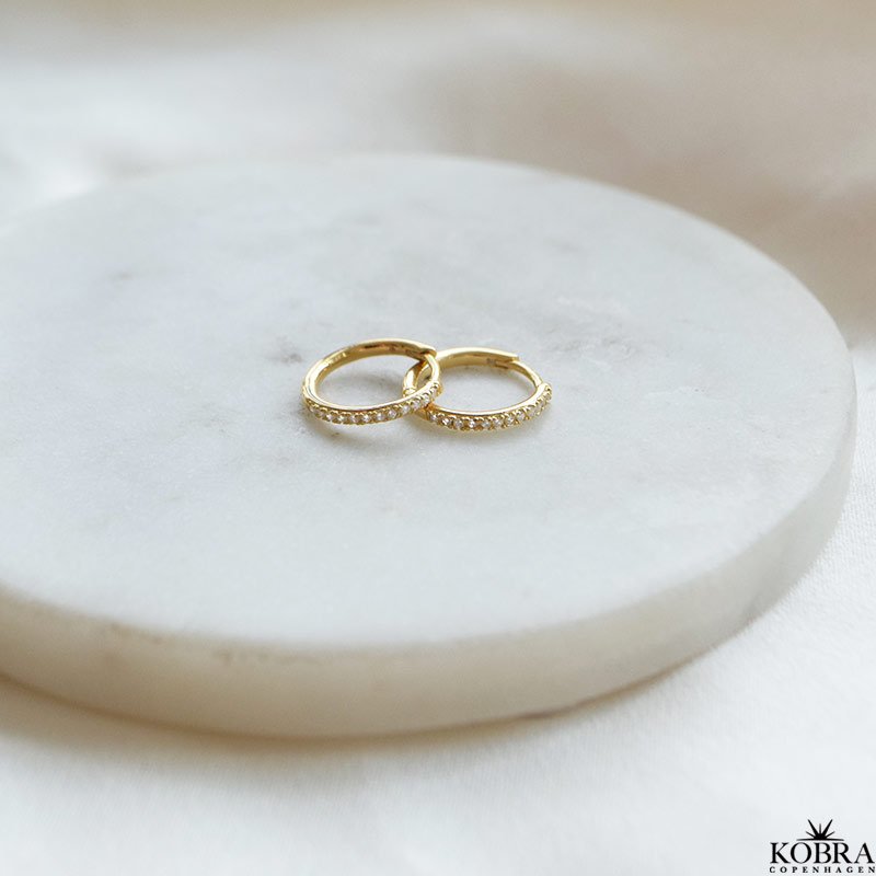  "Vera" Classic zirkonia hoops - Mini, Small eller Medium 18k guldbelagt