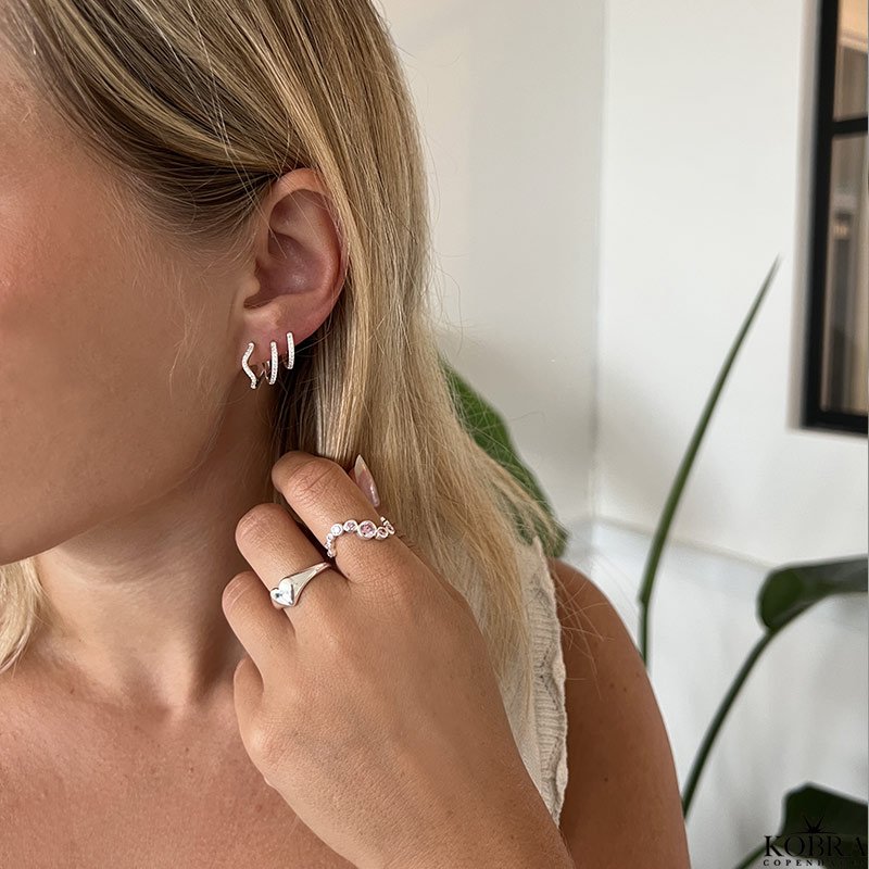 "Liva" chunky hjertering i slv med personlig gravering  initial ring
