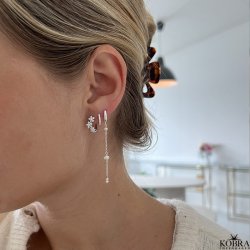 "Flower" hoops med blomster i slv