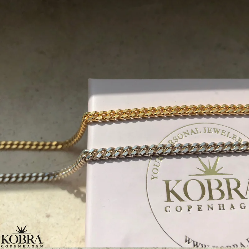 "Clinton" 3mm panzer halskde forgyldt med 18 karat