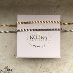 "Clinton" 3mm panzer halskde i sterling slv eller 18 karat forgyldt