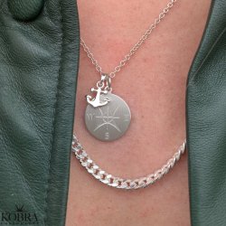 "Lost Without You" slv halskde med kompas og anker - inklusiv gravering