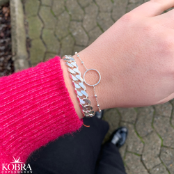 "Carol" sterling silver bracelet with silver ring and ball chain